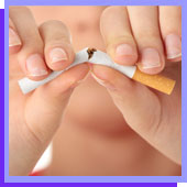 snapping a cigarette in half